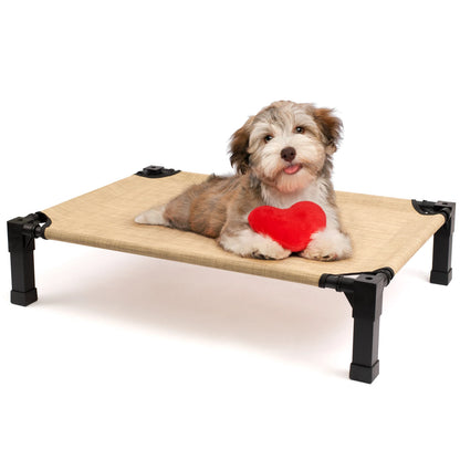 Elevated Dog Bed, Cooling Raised Pet Cot with Chew Proof Washable Breathable Mesh and Metal Frame, Portable.
