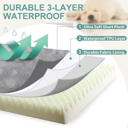 Waterproo Outdoor Dog Bed Large Medium Sized Dogs, Washable Crate Pad 35 inch, oam Orthopedic Pet Beds with Removable Cover,Durable.