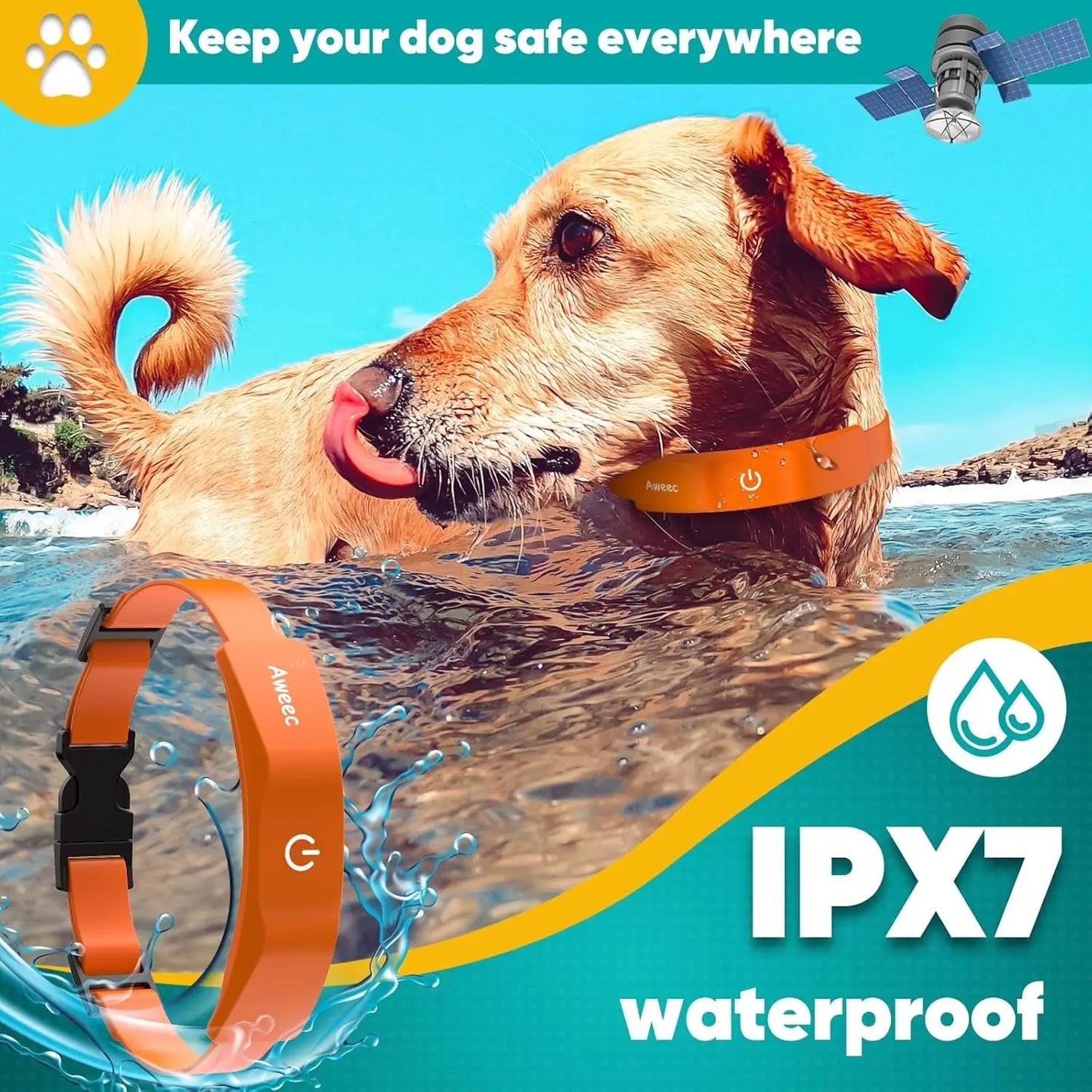 GPS Electric Dog Fence with Free App, Wireless Fence System with Training Collar, Portable for