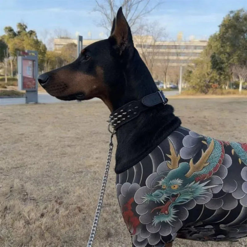 Dog Pet Tattoo Clothes Shirt Four Seasons Universal Handsome Humorous Tattoo Clothes Dogs Shirts Doberman Pinscher Pets Supplies