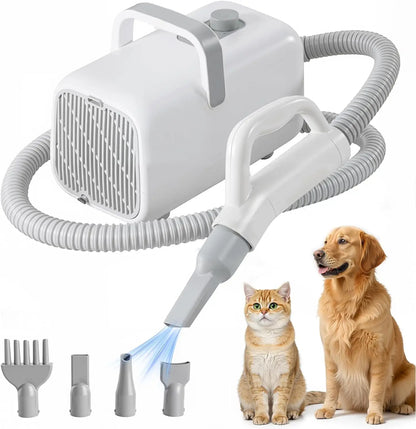 1550W High Velocity Pet Hair Dryer with Adjustable Speed & Temperature, Includes 4 Nozzles for Efficient Dog Grooming