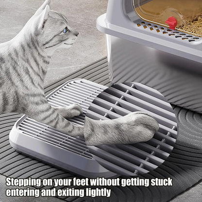 Cat Litter Catcher Ramp Box Double Layer Paw cleaning Tray Cat Pedal Step Stool with Filter Universal litter box accessories