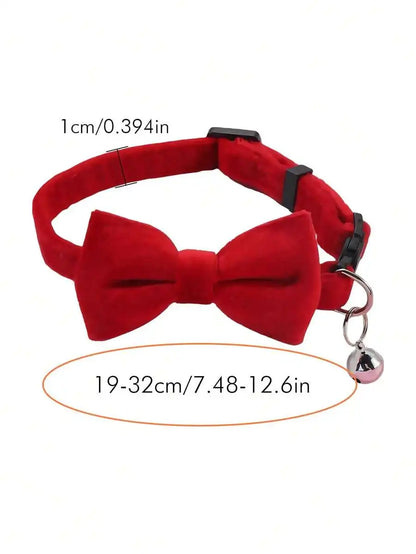 1pc Fashionable Adjustable Pet Collar, Multi-Color, With Bell And Bow Tie - Suitable For Cats And Small Dogs