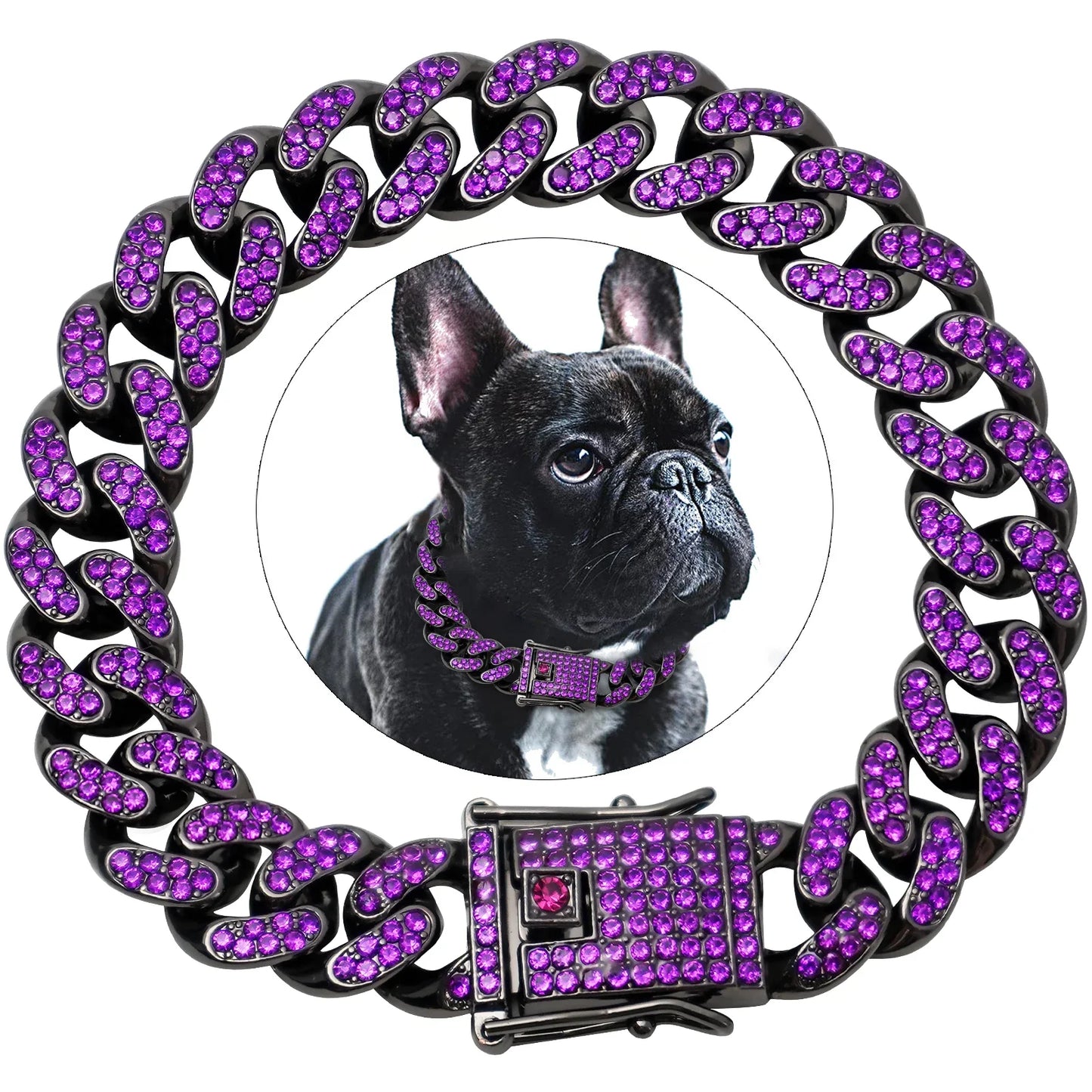 Dog Chain Collar Diamond Cuban Link Necklace Metal Cat Chain Pet Crystal Collar Jewelry Accessories for  Dogs Cats