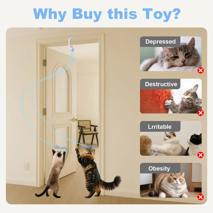 Cat Toys Electric Door Hanging USB Rechargeable Self Play Retractable
