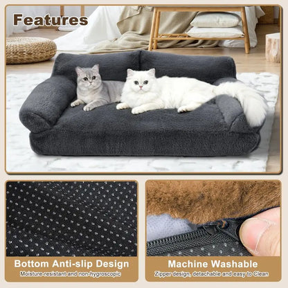 Beds for Indoor Cats, Cat Couch Bed, Cute Cats Sofas for Medium Pets, Dog Sofas amp Chairs with Removable Washable Cover, Plush