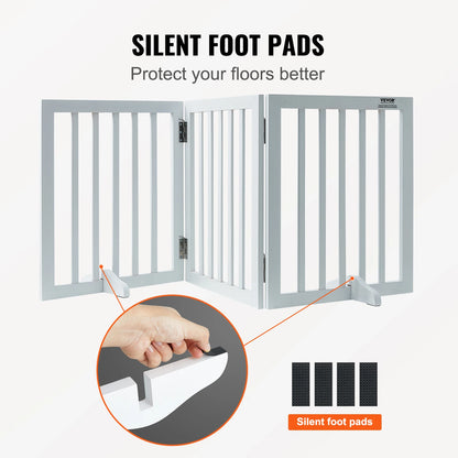 SucceBuy Free Standing Dog Gate Freestanding Pet Gate 3 Panels Foldable Dog Gate for Narrow Passageways Expandable Dog Barrier