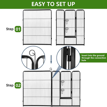 Dog Playpen | 40 Inch, 8 Panels | Heavy Duty Metal Pet Exercise Pen | Indoor Outdoor Fence Panels | Rust-Resistant, Removable