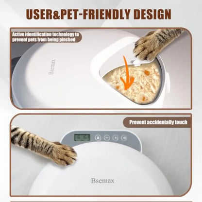 Automatic Wet Food Cat Dog Feeder Auto Refrigerated Wet Foods 4 Meal Timed Fresh Foods Dispenser with 2 Ice Pa