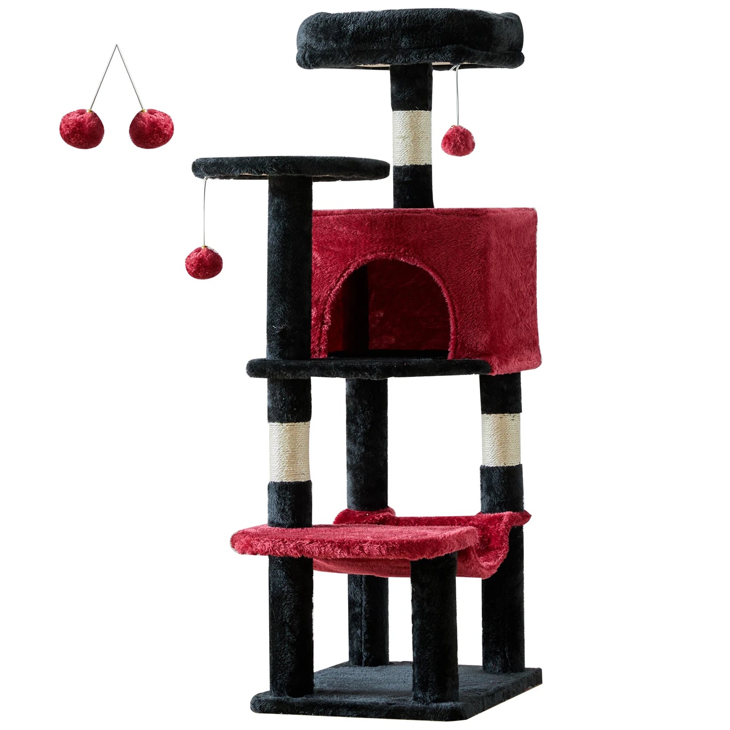 JHK 44In Cat Tree Tall Multi-Cat Climbing Tower, Scratching Posts Stable House for Indoor Cat