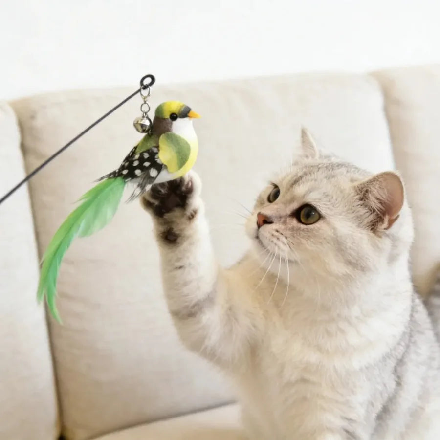 Bird-Shaped Cat Toy Replacement Head 1 PC, Green Plastic Chew-Resistant Accessory, Lightweight Interactive Teaser Toy