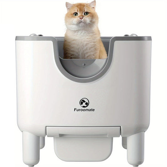 1pc Furoomate Self-Cleaning Litter Box Open-Top Automatic Cat Litter Box Easy Maintenance Safety Protection Odor Control Indoor