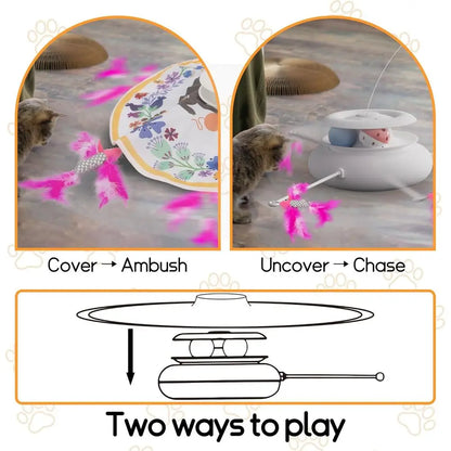 4-in-1 Interactive Cat Toy, Auto Litter Toy, Sensor Automatic Hide & Seek, USB Rechargeable, Indoor Cats Exercise & Boredom Relief