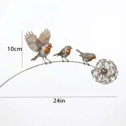 Metal iron bird floral ornaments outdoor courtyard garden decoration Robin Garden Stake