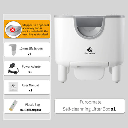 1pc Furoomate Self-Cleaning Litter Box Open-Top Automatic Cat Litter Box Easy Maintenance Safety Protection Odor Control Indoor