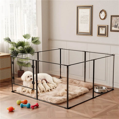 Large Acrylic Dog Playpen Enclosure Indoor Pet Cage Fence Cat Kitten Rabbit Bunny Hedgehog Pet Whelping Box Full Visibility