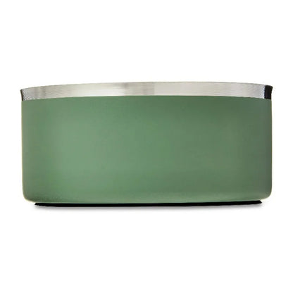 Large Double Wall Stainless Steel Dog Bowl with Non-Skid Rubber Ring, Sage Green
