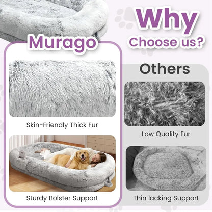 75x43 Inch Orthopedic Human Dog Bed, Waterproof Washable Cover, Soft Calming Lounger for People & Pets