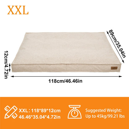 M/L/XL/2XL Dog Beds Cozy Cushion for Medium Large Dogs Rectangular Pet Bed Sleep Mat with Linen Cover Foam Base Waterproof Lining