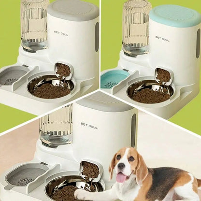 Two-In-One Automatic Cat Water Dispenser Set-Detachable, Washable, Automatic Feeding Station, Indoor Cat Food Bowl