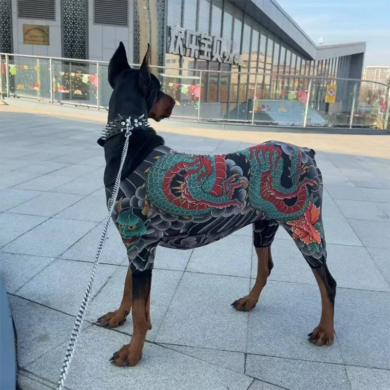 Dog Pet Tattoo Clothes Shirt Four Seasons Universal Handsome Humorous Tattoo Clothes Dogs Shirts Doberman Pinscher Pets Supplies