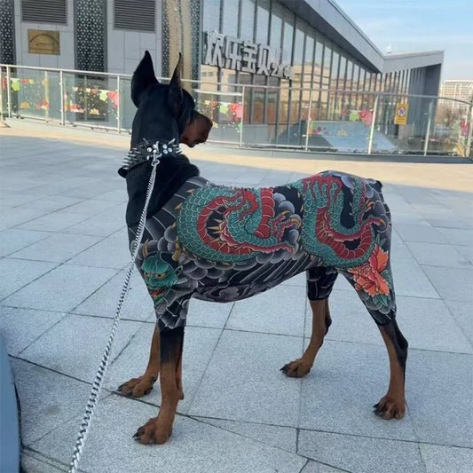 Dog Pet Tattoo Clothes Shirt Four Seasons Universal Handsome Humorous Tattoo Clothes Dogs Shirts Doberman Pinscher Pets Supplies