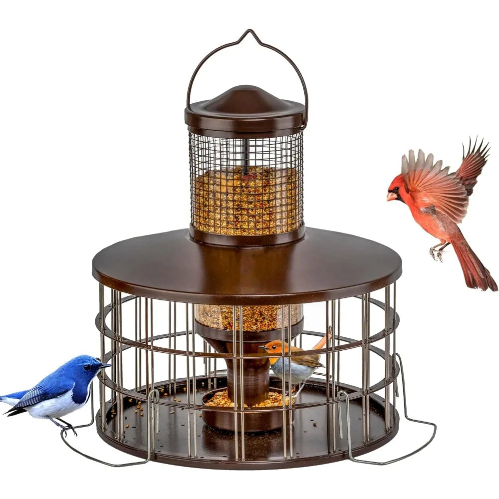 Upgraded Squirrel Proof Bird Feeders, 3Lbs Capacity Caged Bird Feeder, Innovative DIY Starling-Proof