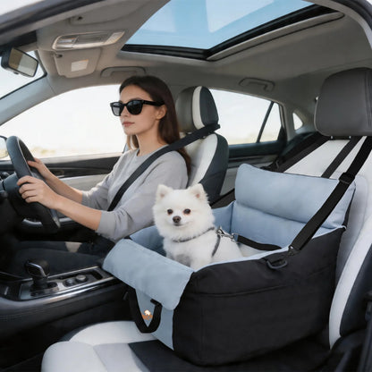 Dog Car Seat for Small Dogs Washable Pet Booster with Safety Belt Puppy Travel Carrier Bed Black/Green up to 22 lbs