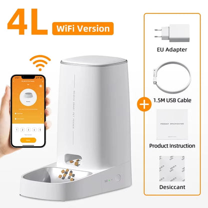 ROJECO Automatic Cat Feeder Pet Smart Cat Food Kibble Dispenser Remote Control Auto WiFi Double Feeder