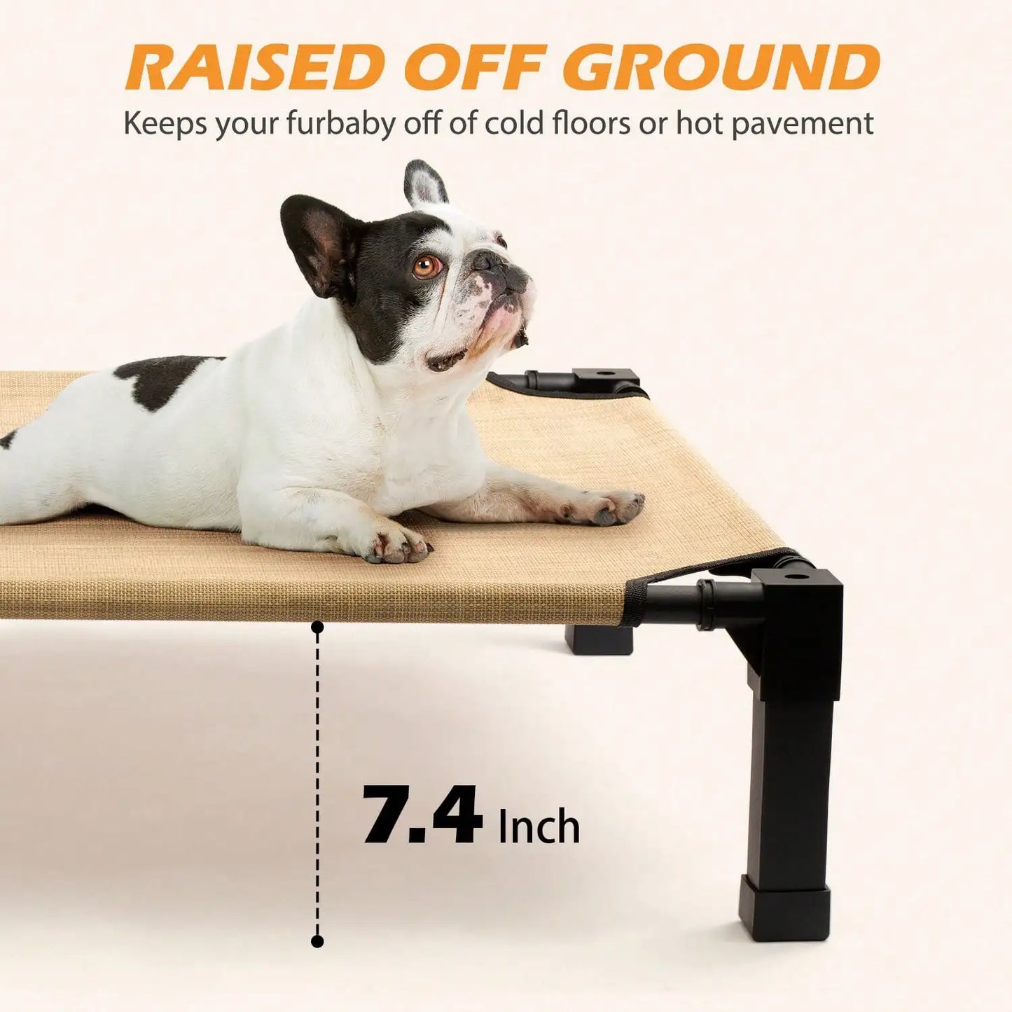 Upgraded Elevated Dog Bed- Portable Outdoor Dog Cot For Large Pets, Stable Anti-Slip Feet,Breathable Mesh, Easy Assembly For Camping, Beach, Patio, Indoor outdoor.