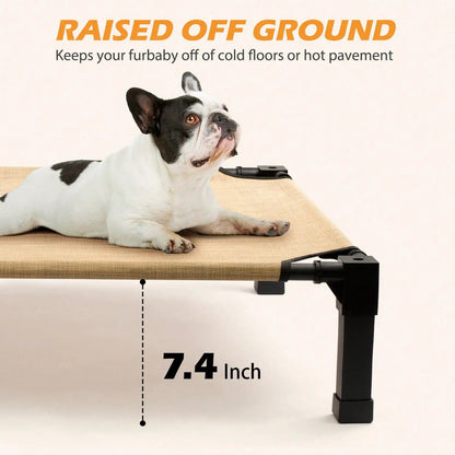 Upgraded Elevated Dog Bed- Portable Outdoor Dog Cot For Large Pets, Stable Anti-Slip Feet,Breathable Mesh, Easy Assembly For Camping, Beach, Patio, Indoor outdoor.
