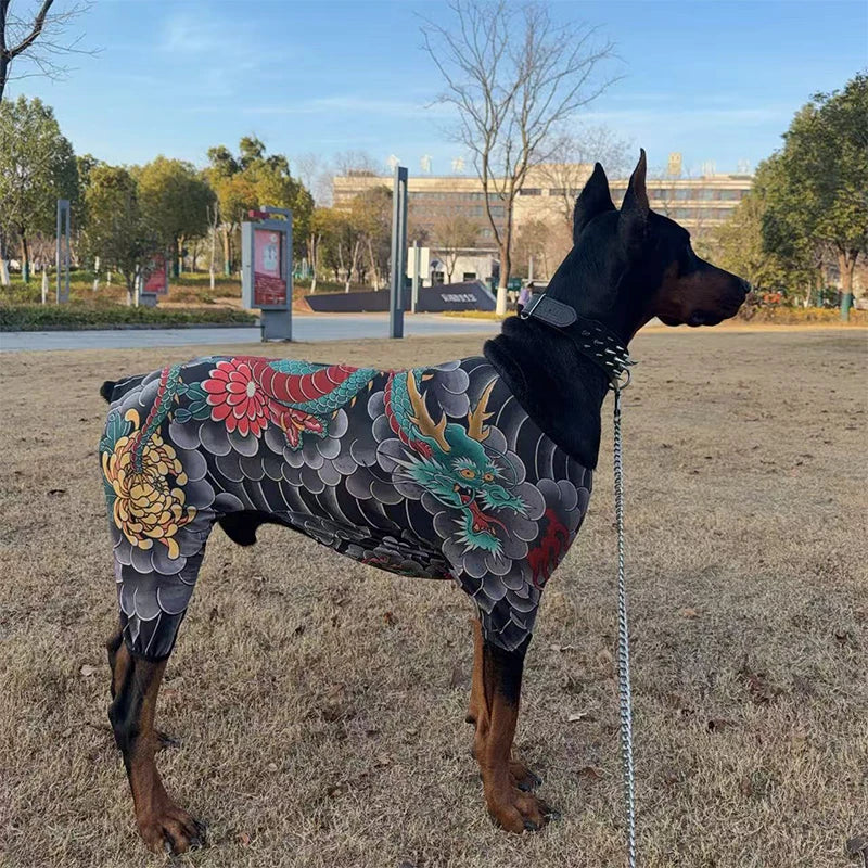 Dog Pet Tattoo Clothes Shirt Four Seasons Universal Handsome Humorous Tattoo Clothes Dogs Shirts Doberman Pinscher Pets Supplies