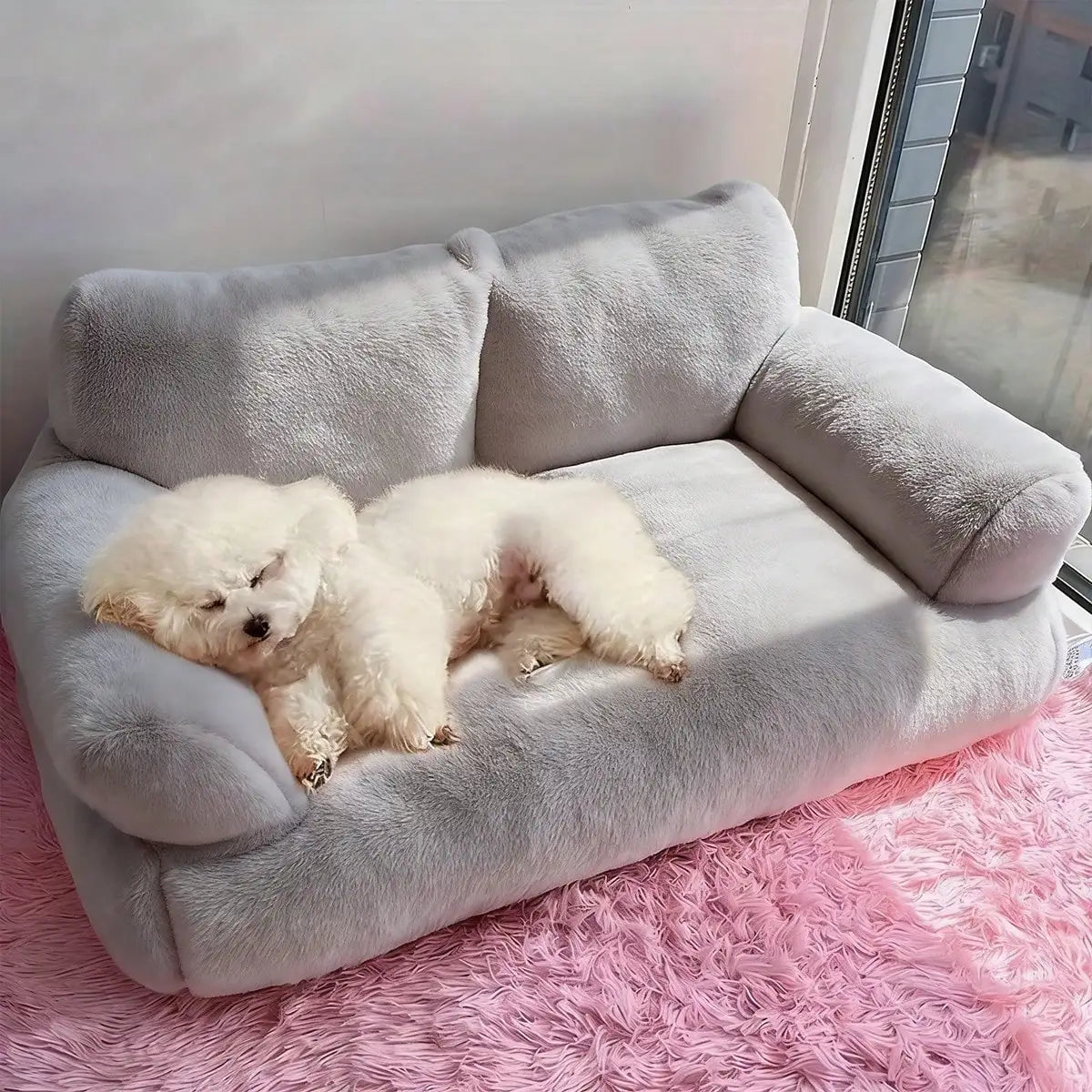 Dog Sofa, Small Dog And Cat Supportive Bed For Small Dogs, With Colorful Elastic Balls For Playing With Cats, Featuring A Removable And Washable Cover, Fluffy Cat Sofa With A Non-Slip Bottom