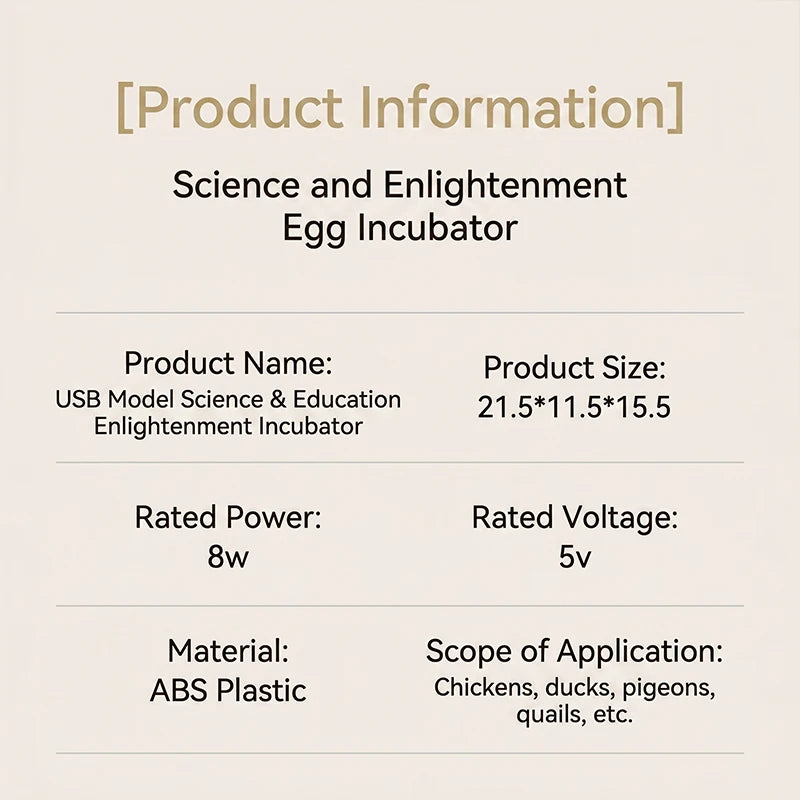 Fully Automatic Incubator For Egg Chick Poultry Intelligent Bionic Chicken Duck Pigeon Incubator USB Charge 24-hour Thermostatic