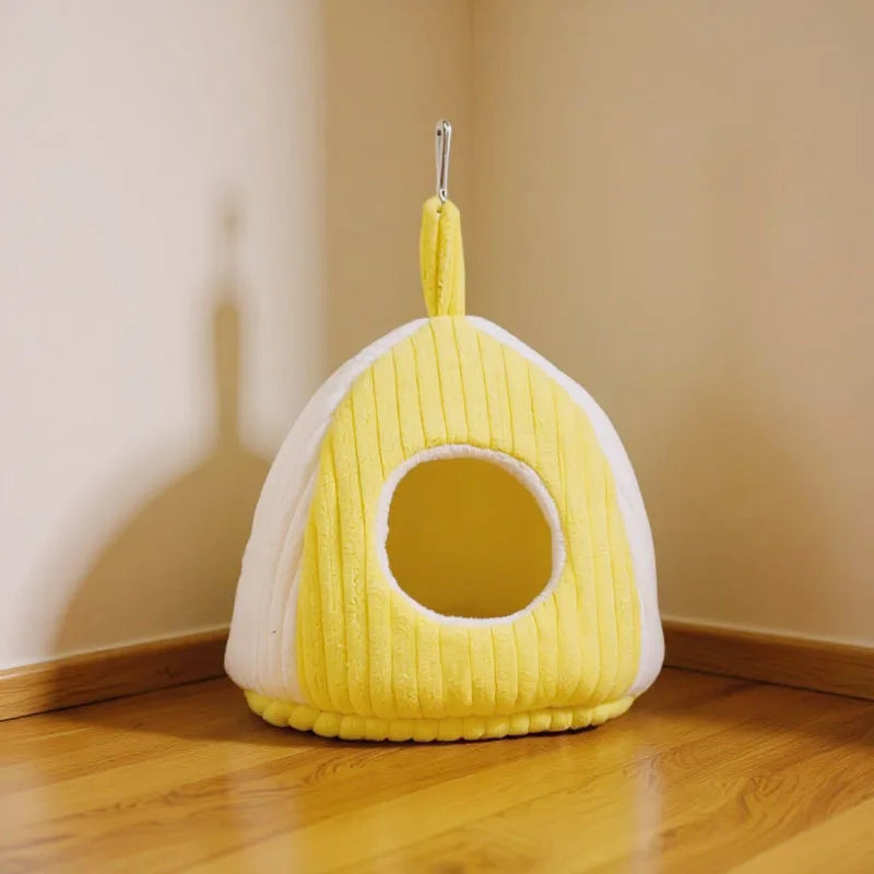 Large Warm Bird Nest House - Cozy Bird Bed for Cage with Mat, Hanging Hammock Shed Hideaway Hut for Macaw African Grey