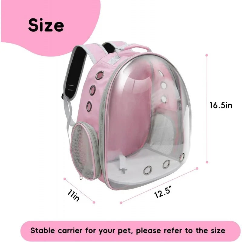 Portable Pink Pet Backpack Travel Cat Carrier Bag Comfortable Breathable Design for Small Animals on the Go