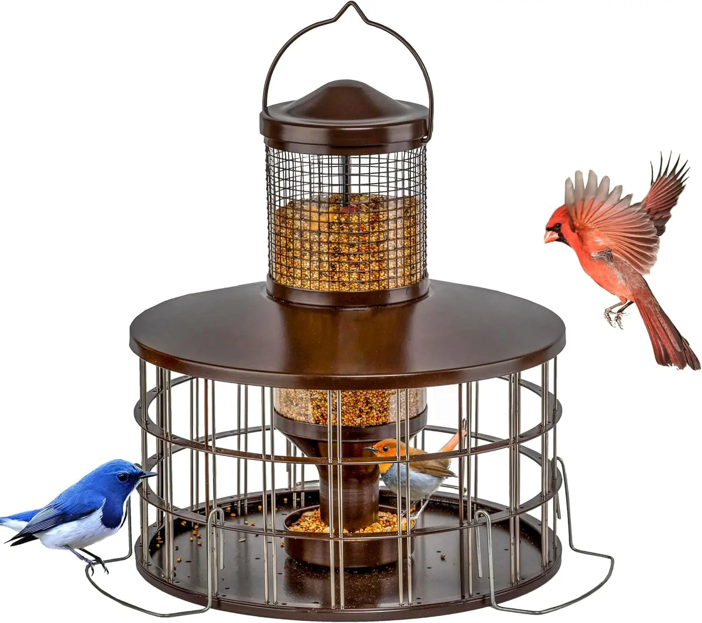 Upgraded Squirrel Proof Bird Feeders, 3Lbs Capacity Caged Bird Feeder, Innovative DIY Starling-Proof