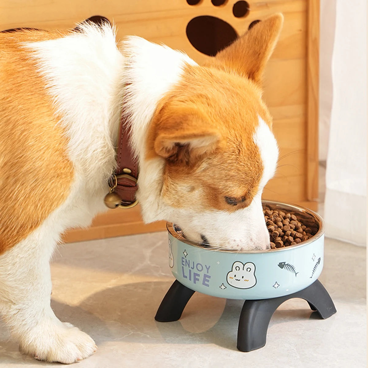 Elevated Pet Food Bowl Anti-slip Raised Stainless steel Cat Food Water Bowl with Stand Pet Feeding Drinking Bowls