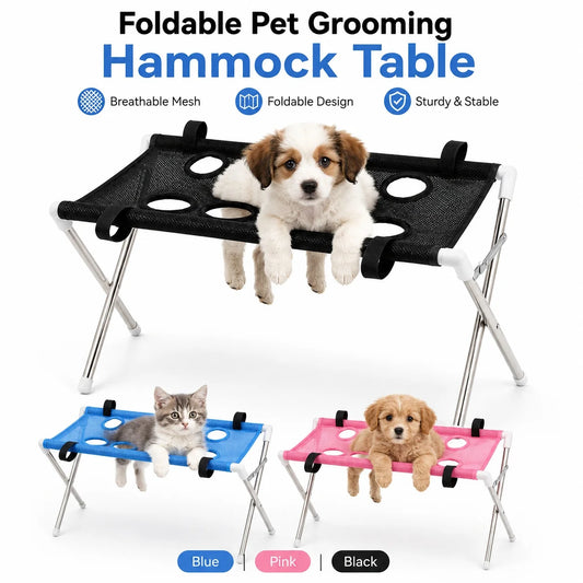 Portable Pet Grooming Table for Cats Small Dogs Foldable Stainless Steel Nail Trimming Hammock Breathable Mesh Home Pet Care