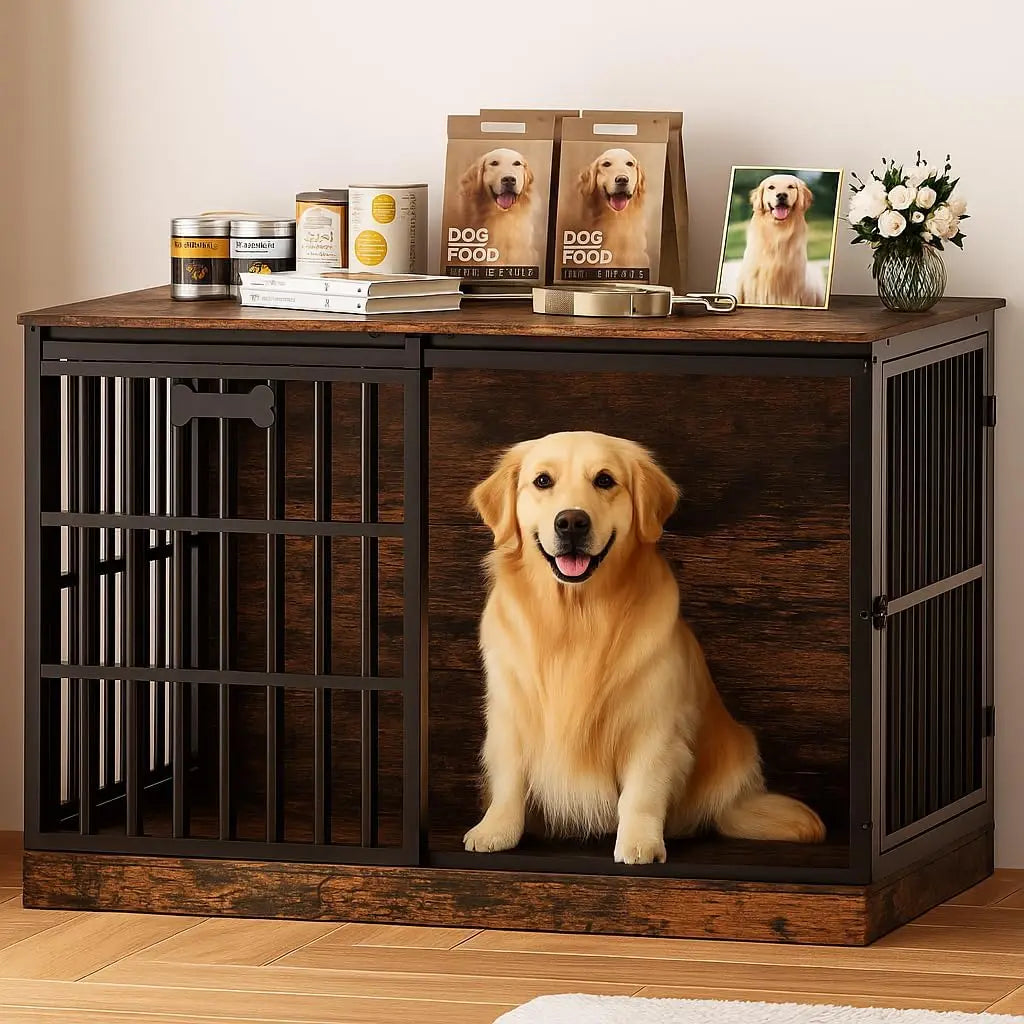47' Dog Crate Furniture for 1 Dogs, Heavy Duty Indoor Dog Kennel for Medium/Large Dogs
