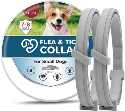 Effective Dog Flea & Tick Collar for Small Dogs, Lasts Up to 8 Months, Easy Application - 2 Pack
