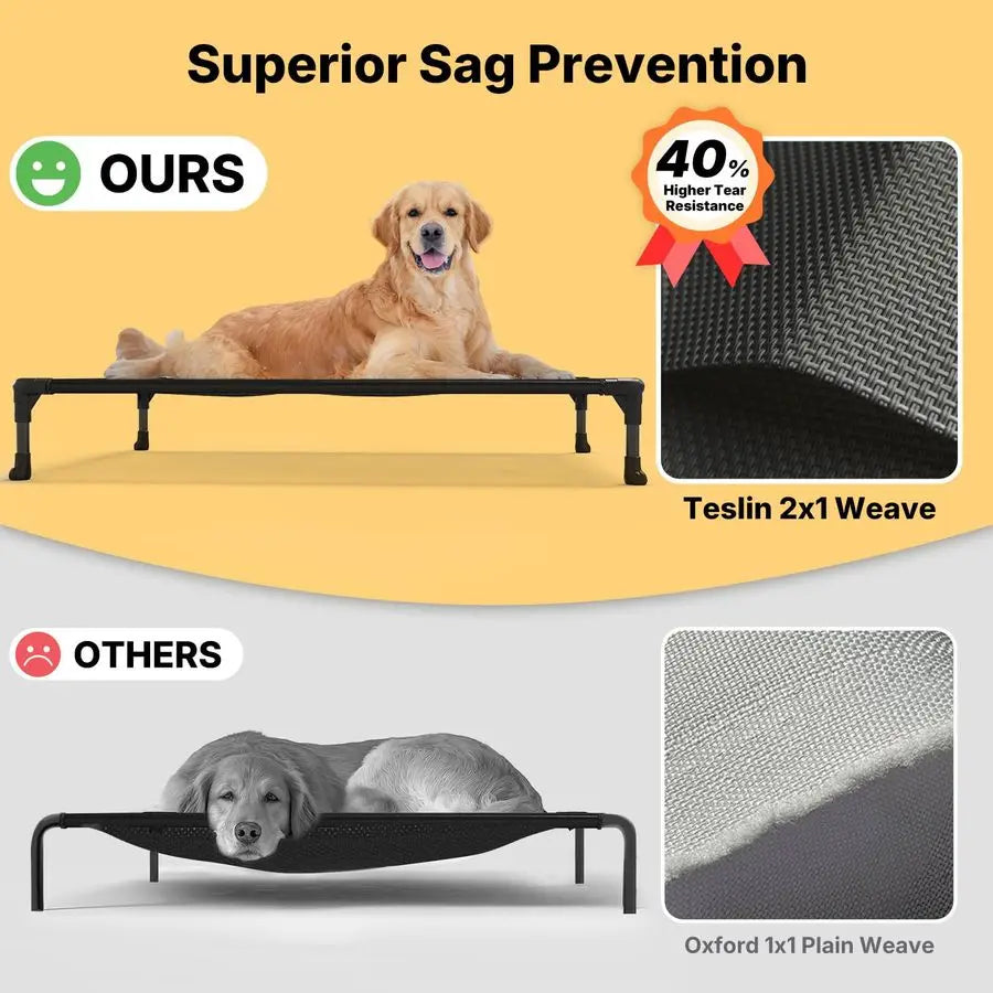 Outdoor Elevated Dog Bed Large Sized Dogs, Large Cooling Raised Dog Cots Beds Training Platform Off Ground Hammock with Breathab