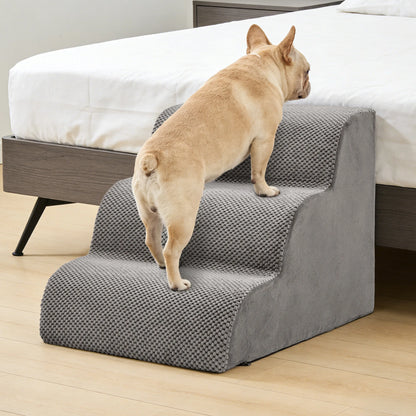 JHK 3-5 Step High-Density Foam Dog Stairs Ramp for Small Dogs Curved Pet Dog Steps Indoor Non-Slip Pet Ramp Stairs