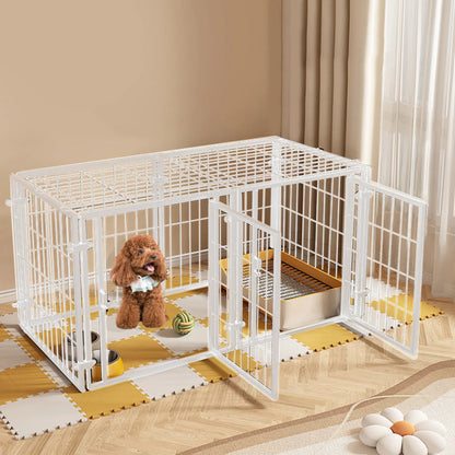 48 Inch Kennel Cage Easy Assemble Heavy Duty Wire Dog Crates with Door Stackable for Puppy/Small Dog/Rabbit/Pig