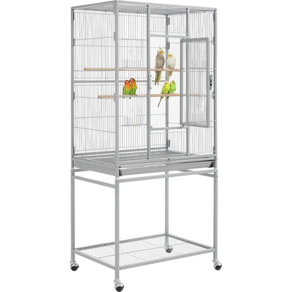 Wrought Iron Standing Large Parrot Parakeet Flight Bird Cage with Stand for Small Parrot Cockatiel Sun Parakeet, Customized