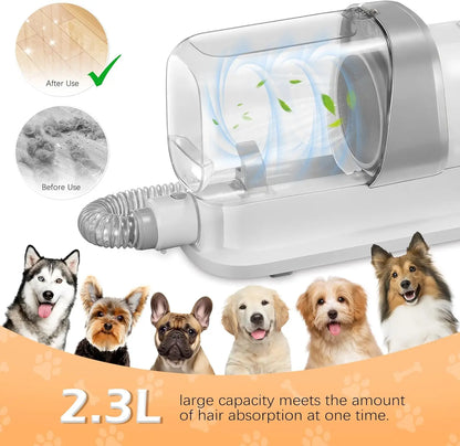 Dog Grooming Vacuum Kit with 2.3L Suction, 5 Tools for Pet Hair Removal, Low Noise Design