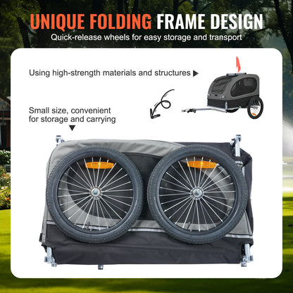 SucceBuy 88lbs Dog Bike Trailer Pet Cart Bicycle Carrier with Wheels Coupler Reflectors Flag Collapsible to Store