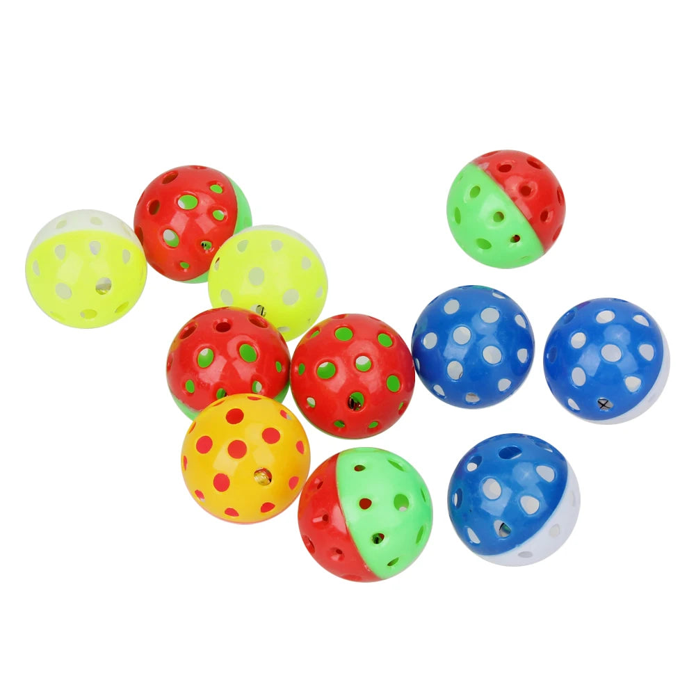 18Pcs Cat Toy Balls with Bell Cat Jingle Balls Toys Plastic Kitten Rattle Toy Kitten Chase