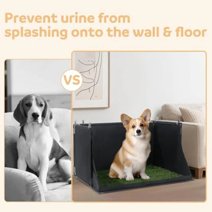 Dog Pee Pad Holder with Artificial Grass 33.8 * 24 * 17.7 in Foldable Indoor Dog Potty Tray with Hemmed Edge No Spill Pee Pad H