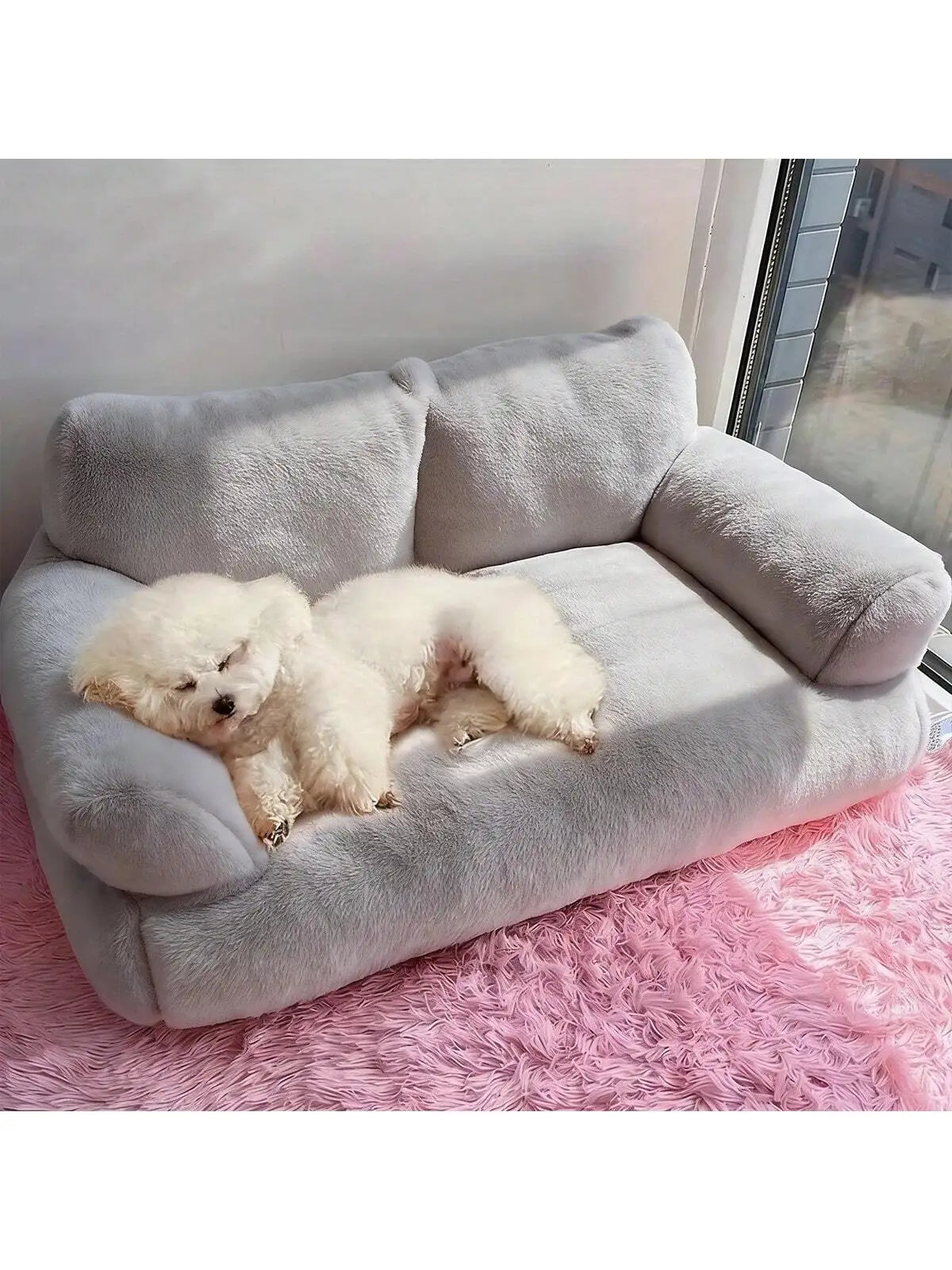 Dog Sofa, Small Dog And Cat Supportive Bed For Small Dogs, With Colorful Elastic Balls For Playing With Cats, Featuring A Removable And Washable Cover, Fluffy Cat Sofa With A Non-Slip Bottom
